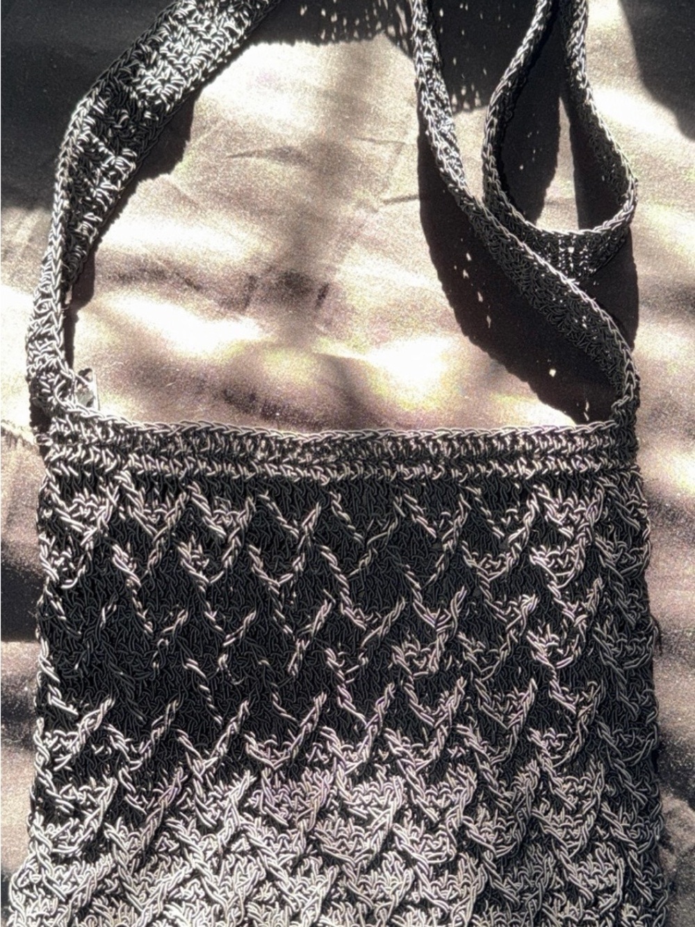 Carlo D’Santi Black Crochet Crossbody Bag